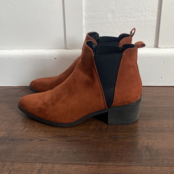 Forever 21 Western Boho Pointed Toe Ankle Rust Brown Chelsea Boots Women’s 7.5 - Picture 1 of 8
